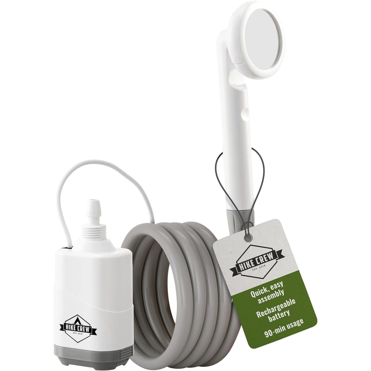 Hike Crew Portable Battery-Operated Shower with LED Light and Adjustable Showerhead