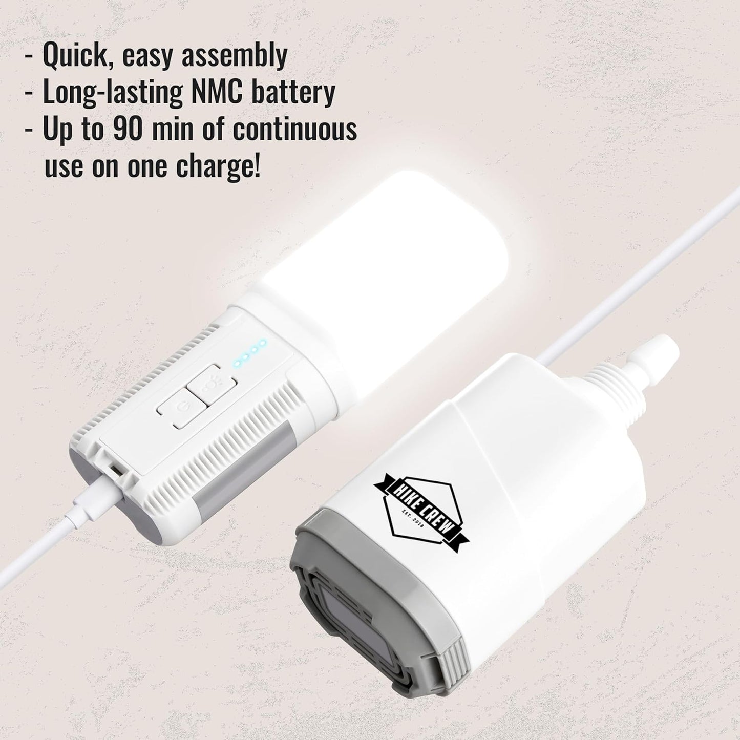 Hike Crew Portable Battery-Operated Shower with LED Light and Adjustable Showerhead