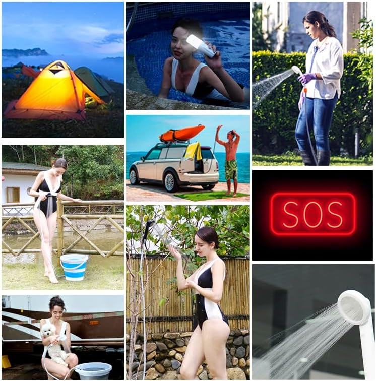 Hike Crew Portable Battery-Operated Shower with LED Light and Adjustable Showerhead