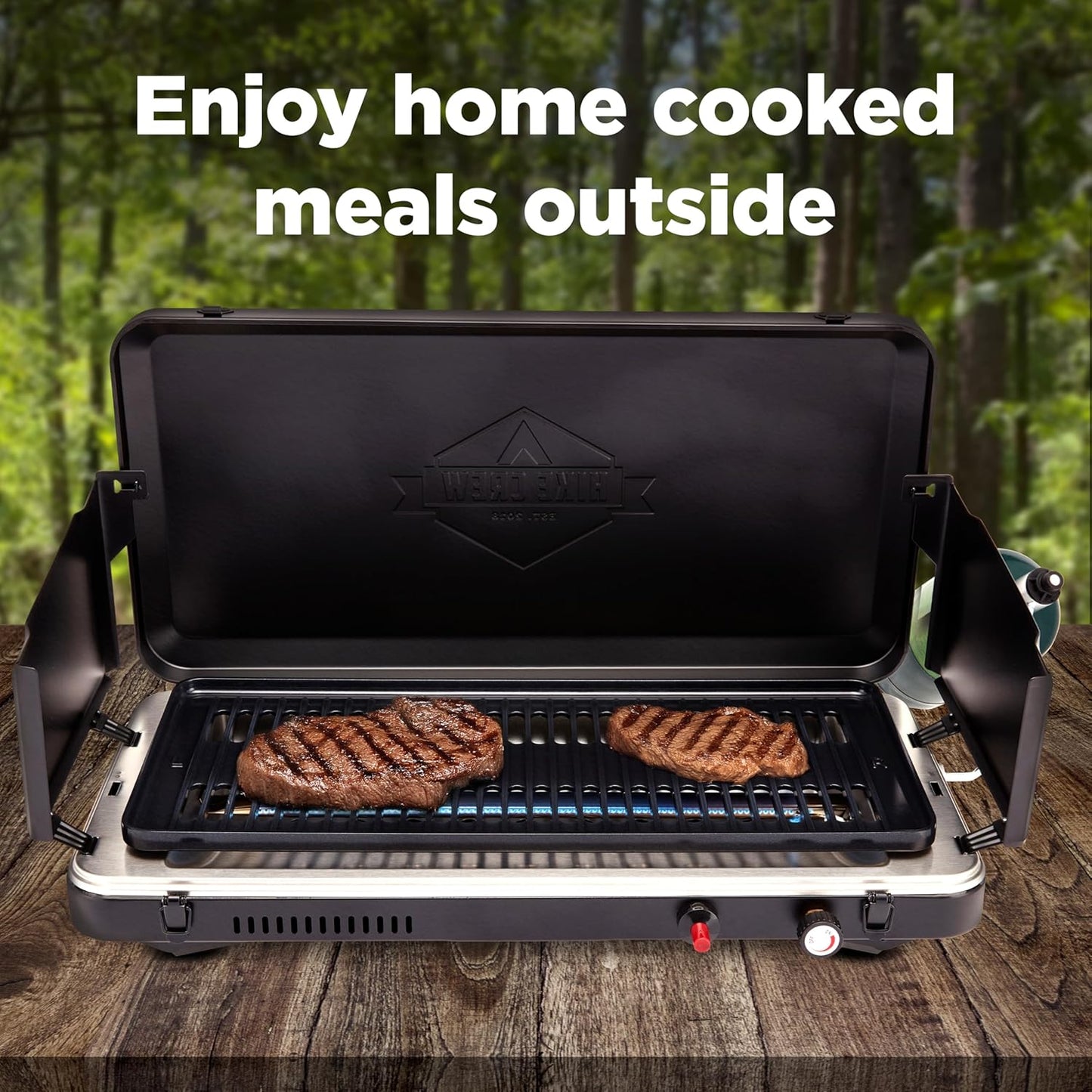 Hike Crew Gas Camping Grill – 13,000 BTU Portable Propane Stove for Camping, Hiking & Camp Kitchens