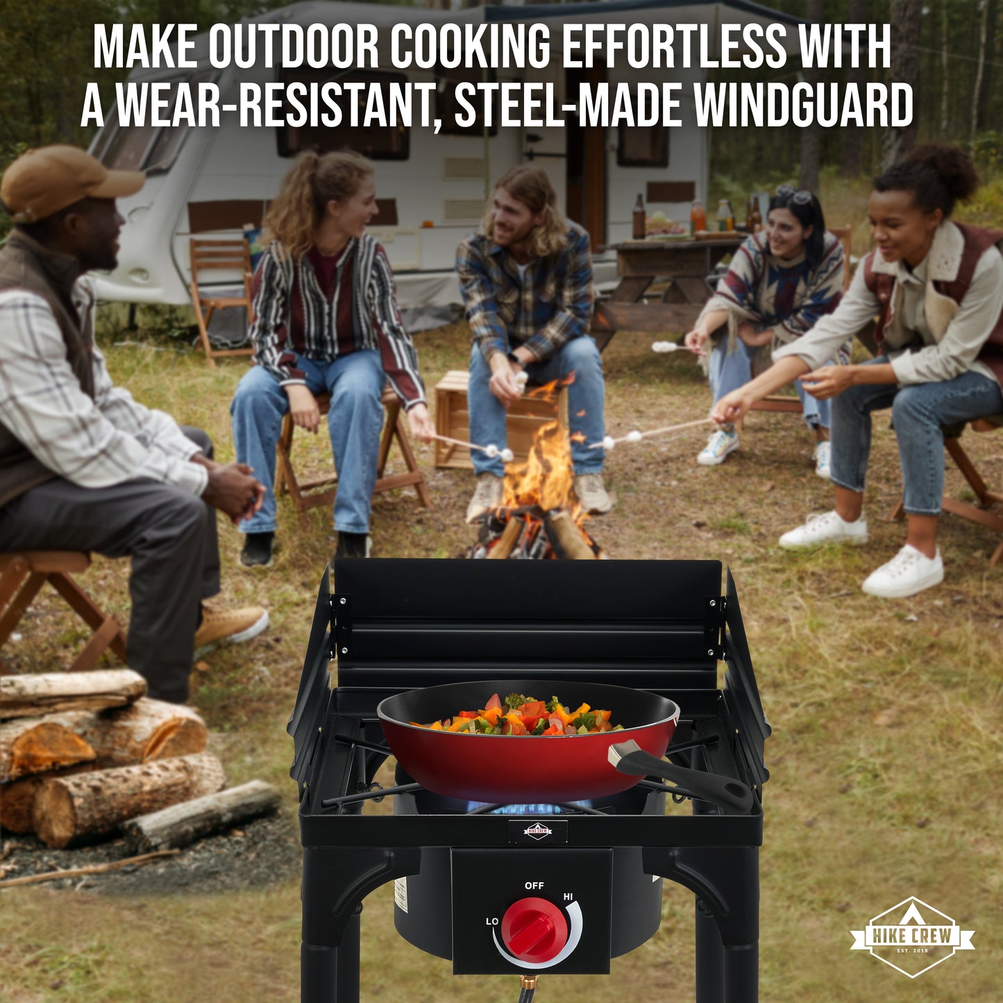 Hike Crew Dual Burner Camping Stove Wind Panels with Foldable, Windproof, Steel Replacement Guard
