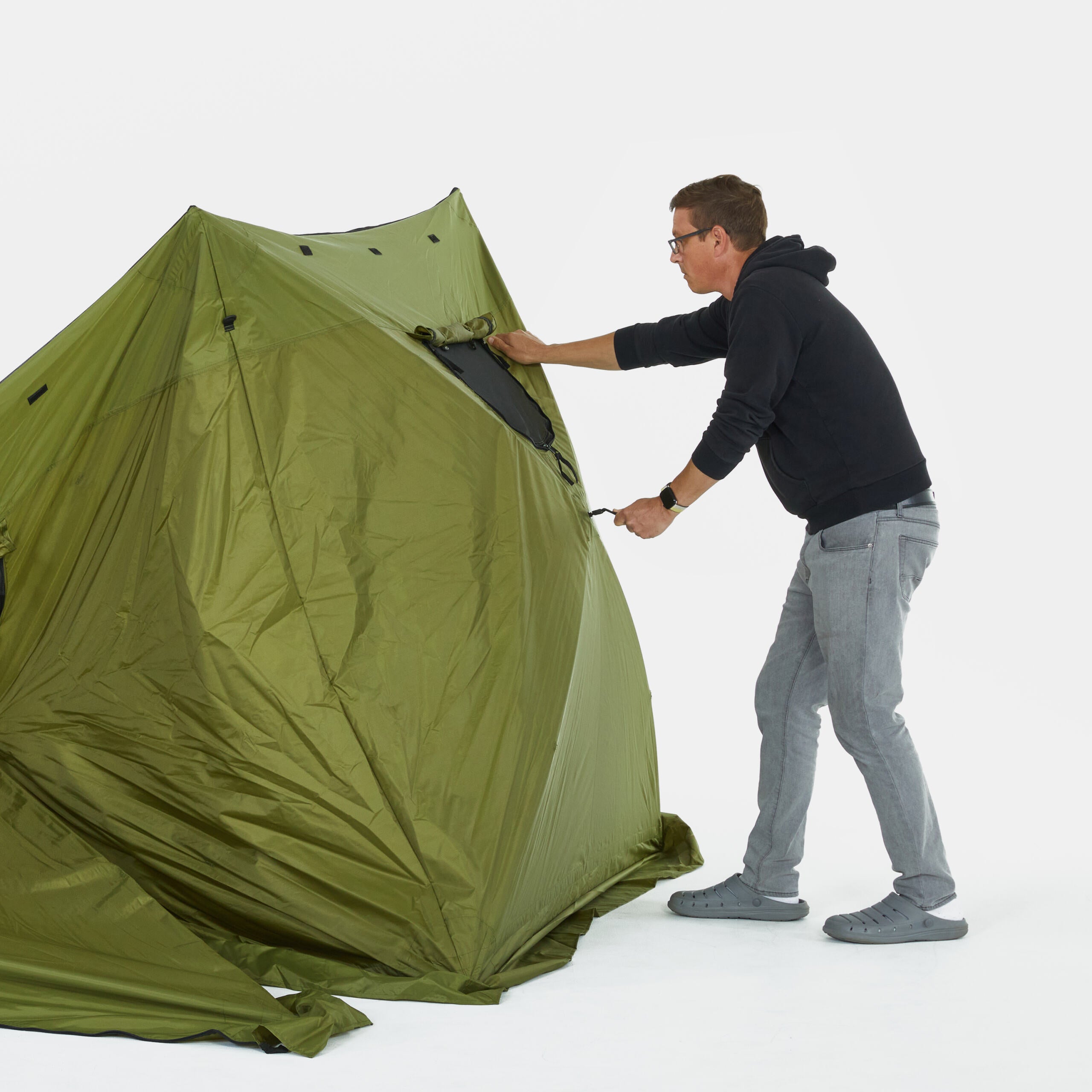 13’ x 13’ Waterproof Pop-Up Gazebo Tent, 6-Sided Outdoor Tent Canopy w/Floor and More Green