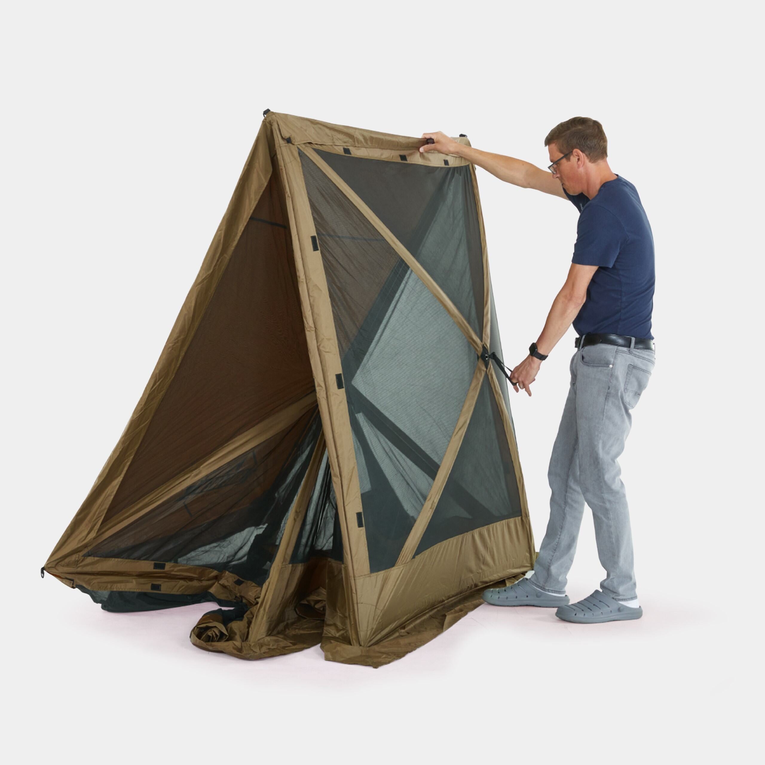 gazebo tent 6’ x 6’ Pop Up Gazebo Tent, 4-Sided Instant Outdoor Tent Canopy w/Stakes, Ropes and More 6-Sided / Brown