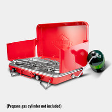 Load image into Gallery viewer, 2 Burner Propane Stove, 20,000 BTU Portable Stove with Handle and Foldable Legs
