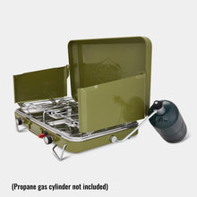 Load image into Gallery viewer, 2 Burner Propane Stove, 20,000 BTU Portable Stove with Handle and Foldable Legs
