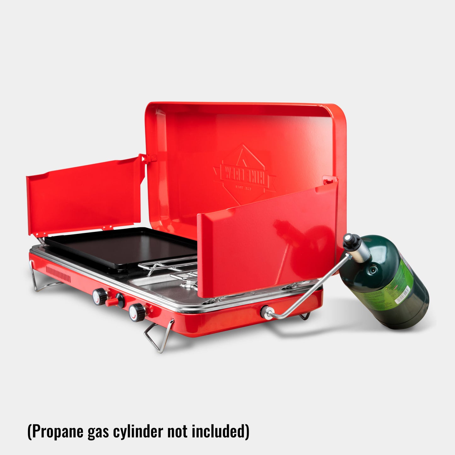 2-in-1 Camping Portable Propane Stove with Grill and Integrated Igniter