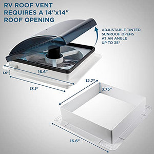 RV Roof Vent Fan, 12V 6-Speed Motorhome Fan W/Intake & Exhaust