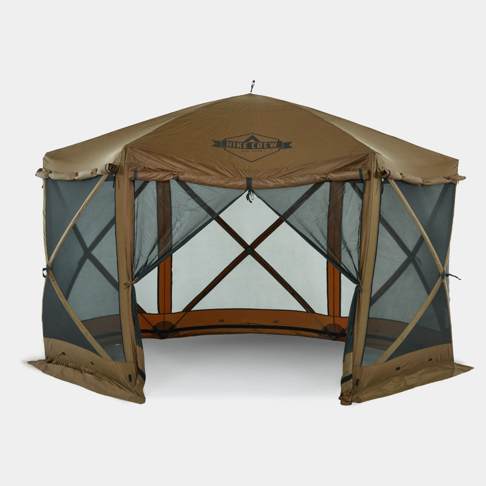 12’ x 12’ Pop Up Gazebo Tent, 6-Sided Outdoor Camping Canopy with Zippered Wind Panels