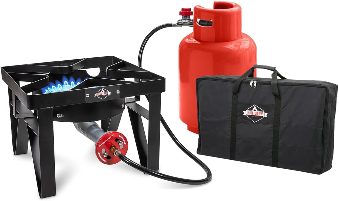 Cast Iron Portable Camping Stove, 220,000 BTU Single Burner Outdoor Camp Stove