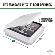 Load image into Gallery viewer, 14&quot; x 14&quot; RV Roof Vent with Dual Fan, Camper &amp; Trailer Sunroof Cover Replacement
