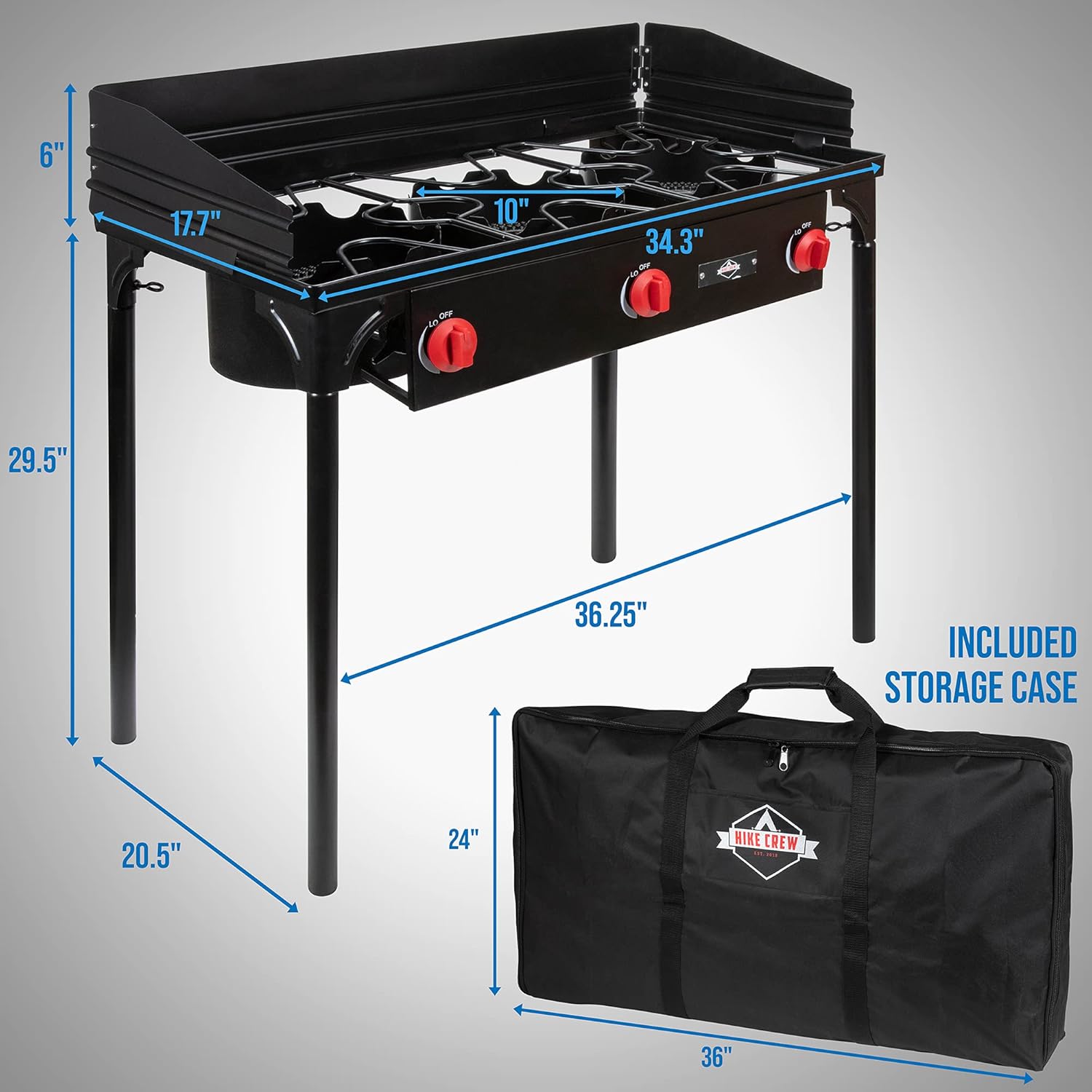 Hike Crew Cast Iron Portable 3 Burner Outdoor Camping Gas Stove Hike Crew Cast Iron Portable 3 Burner Outdoor Camping Gas Stove