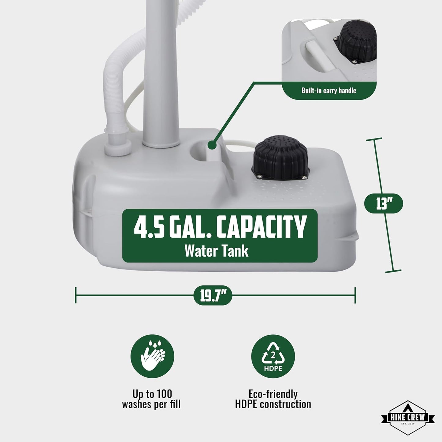 Portable Camping Sink & Waste Tank, 4.5 Gal Portable Hand Washing Station with 10 Gal Waste Tank