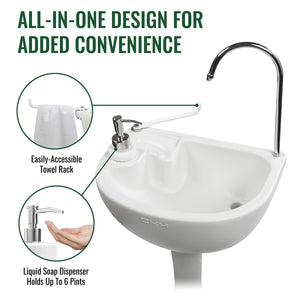 Portable Sink, Outdoor Sink & Hand Washing Station, 24L Water Tank