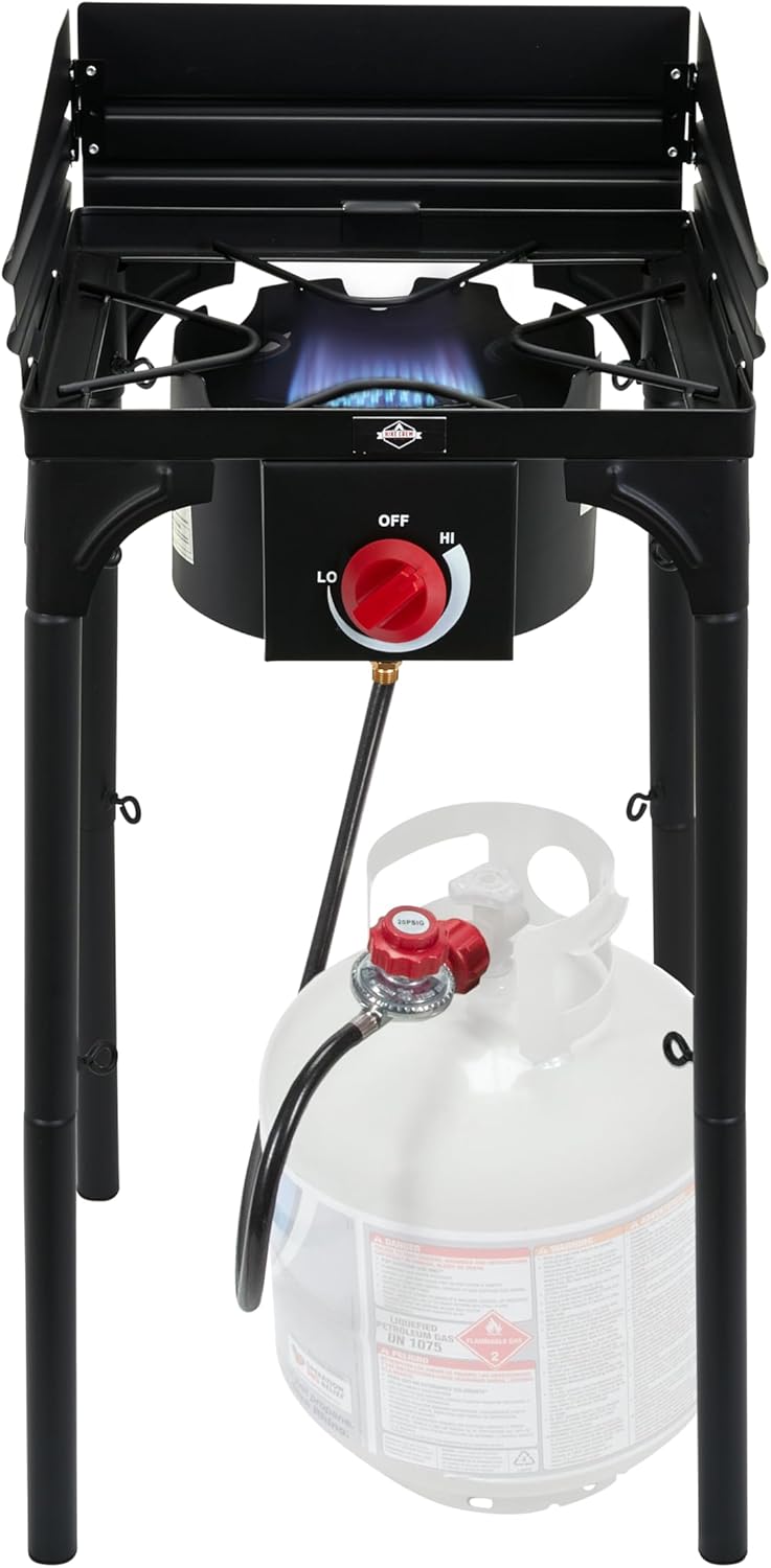 Cast Iron 1-Burner Outdoor Camping Stove 75,000 BTU Portable Stove w/Flame Control