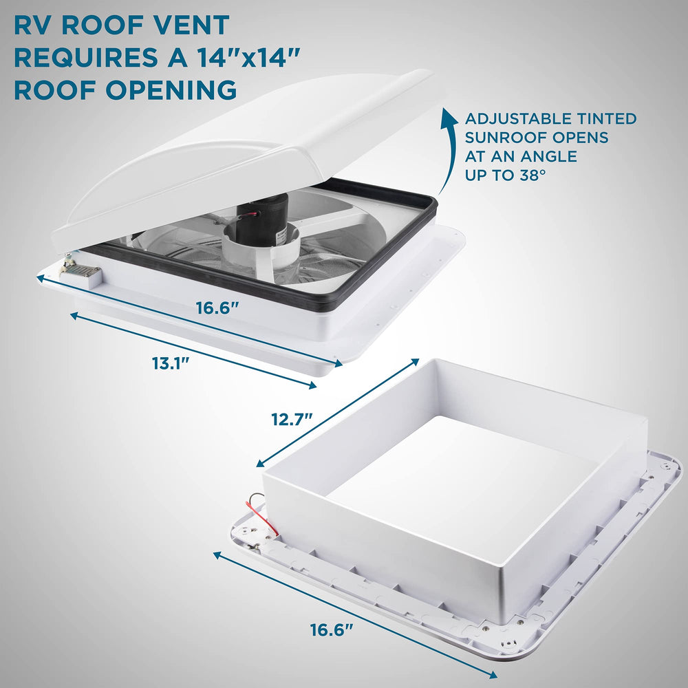 RV Roof Vent Fan, 12V 6-Speed Motorhome Fan W/Intake & Exhaust