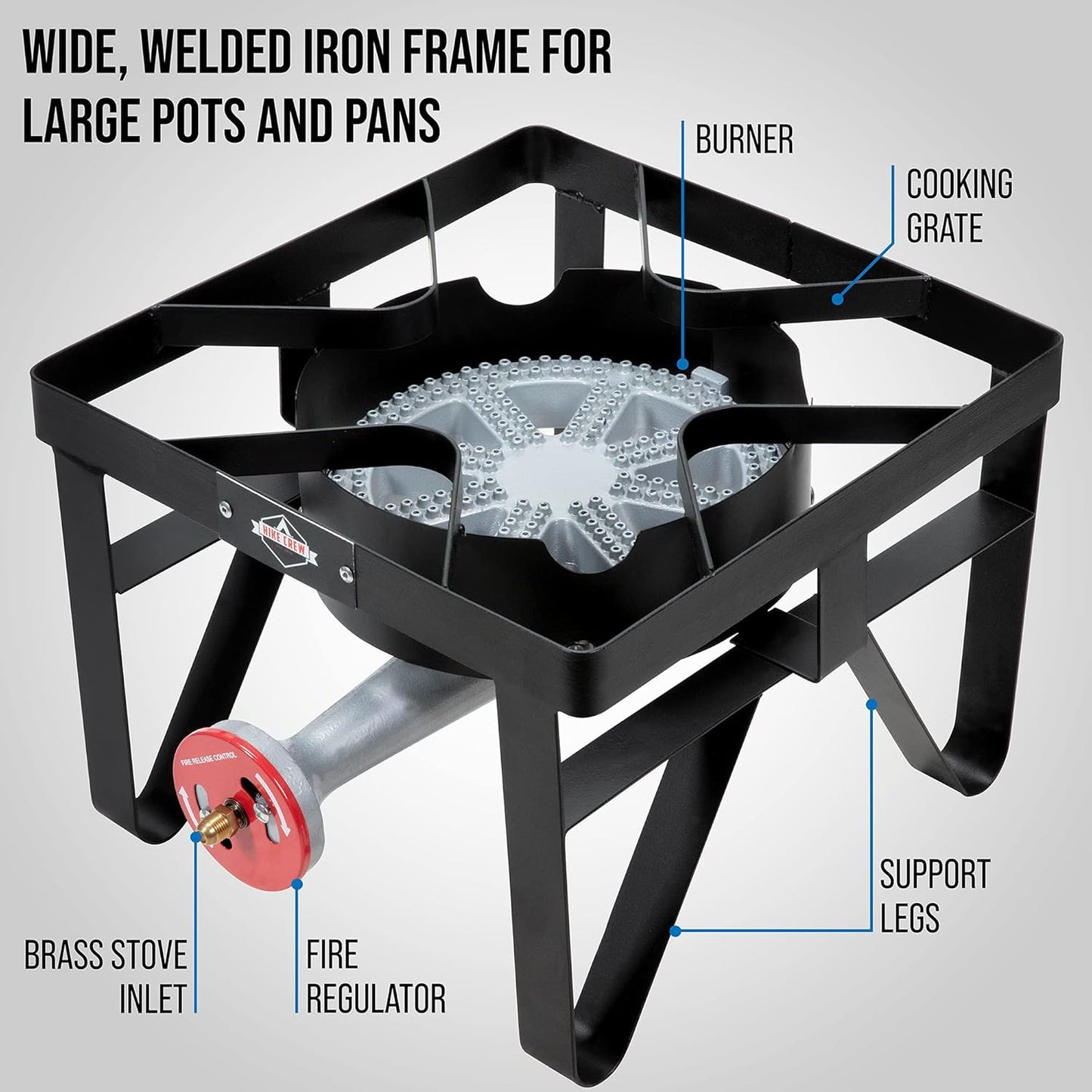 Cast Iron Portable Camping Stove, 220,000 BTU Single Burner Outdoor Camp Stove
