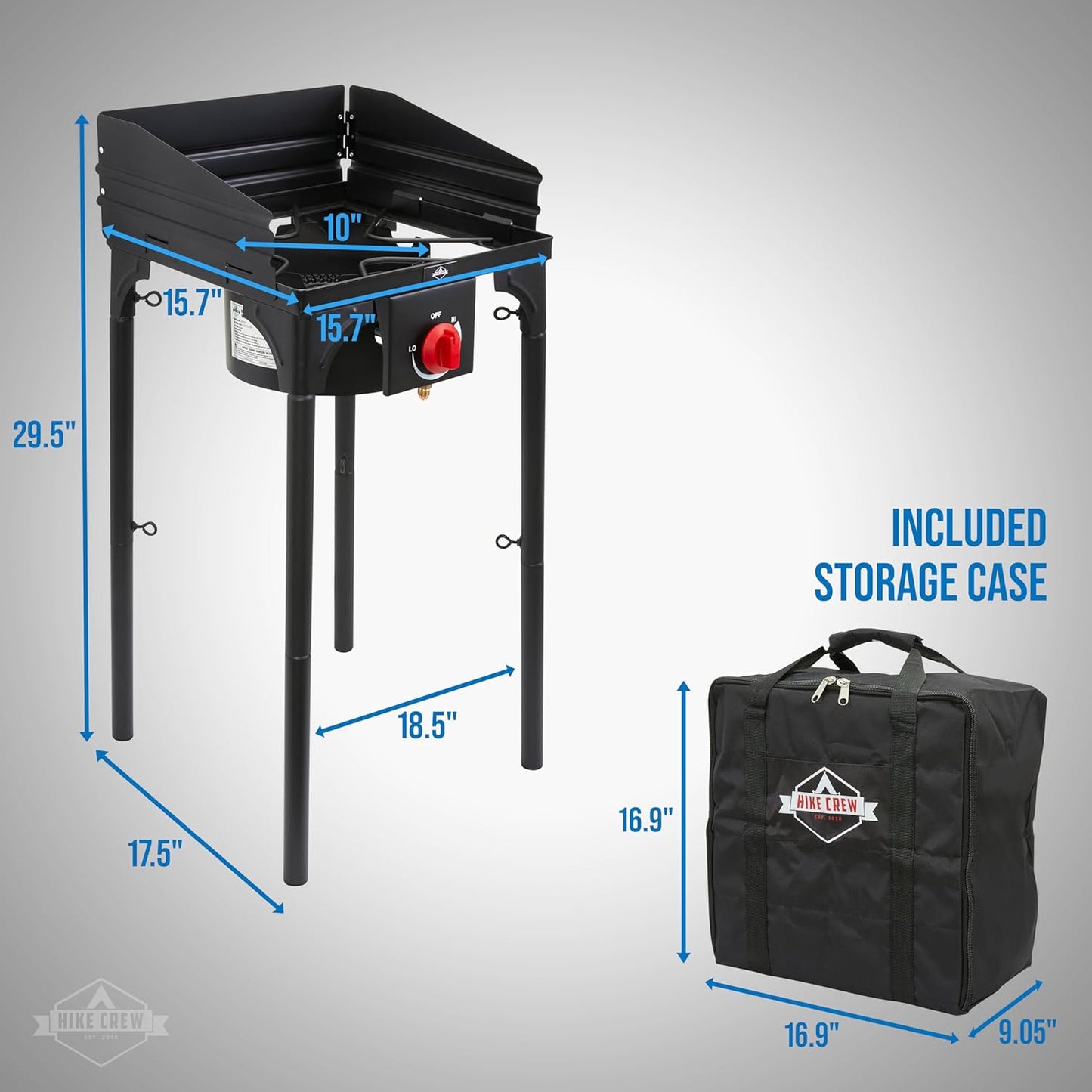 Cast Iron 1-Burner Outdoor Camping Stove 75,000 BTU Portable Stove w/Flame Control