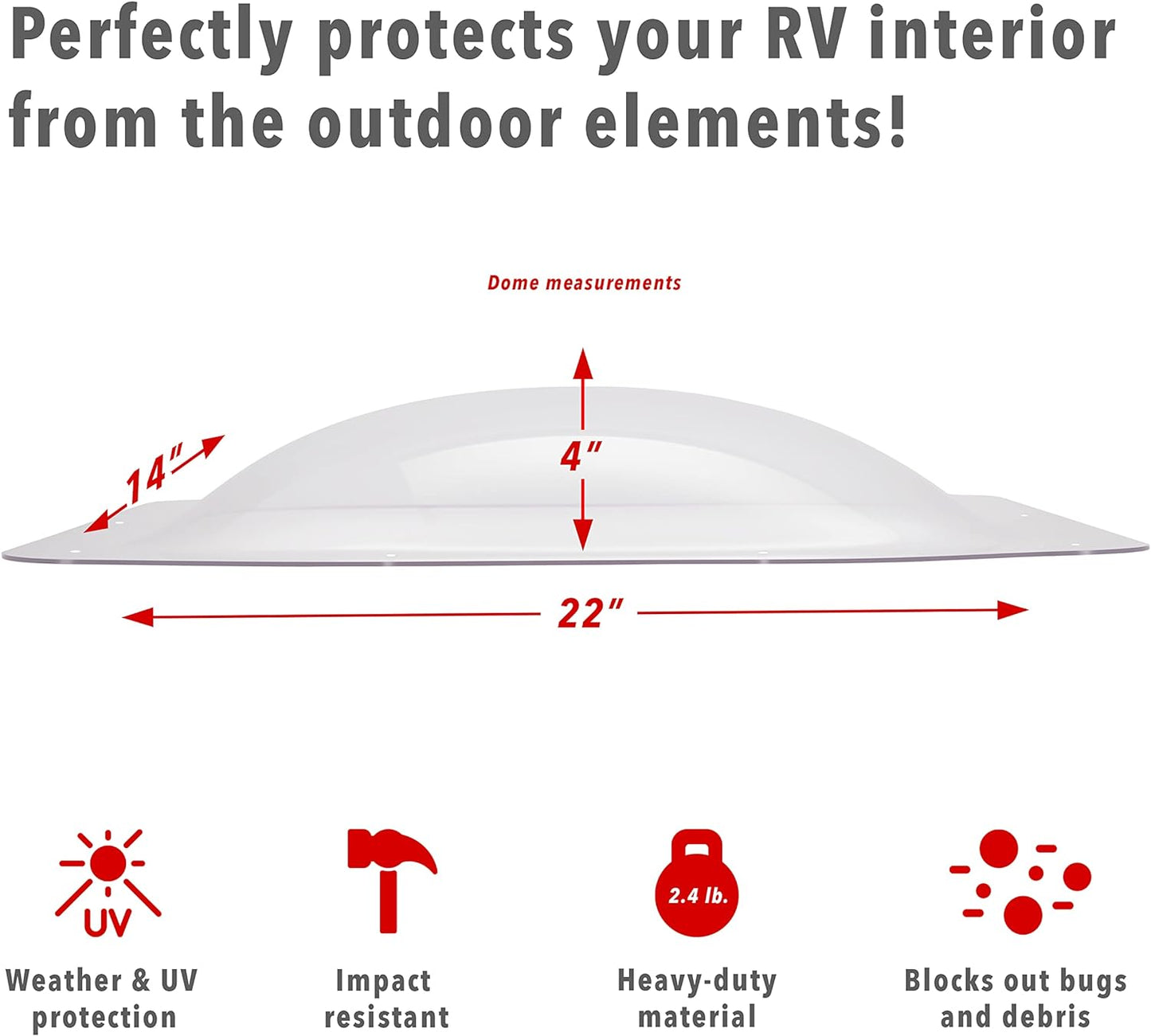 RV Skylight - RV Skylight Replacement Cover, 18” x 26” Fits Most RV Openings