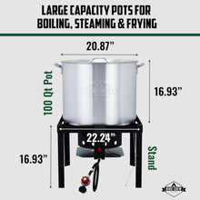Load image into Gallery viewer, 100QT Outdoor Boiling Kit with Igniter, 110,000 BTU Seafood Boil Set for Crawfish &amp; More
