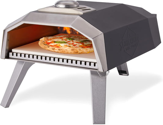 12” Outdoor Propane Pizza Oven, Portable Pizza Maker W/Control Knob, Thermometer and More