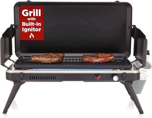 Hike Crew Gas Camping Grill – 13,000 BTU Portable Propane Stove for Camping, Hiking & Camp Kitchens