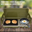 2-in-1 Camping Portable Propane Stove with Grill and Integrated Igniter