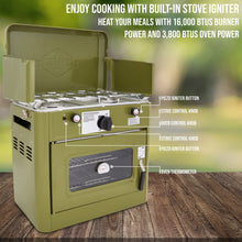 Load image into Gallery viewer, Gas Camping Oven, Portable Camping Stove &amp; Oven with Dual Burners Propane Stove
