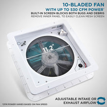 Load image into Gallery viewer, 14” RV Roof Vent Fan, 12V Intake &amp; Exhaust Manual Camper Fan
