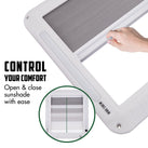 RV Vent Shade with Built-In LED Light - Blocks UV Sunlight and Heat, Fits 11 and 14 Inch RV Fans, Easy Installation