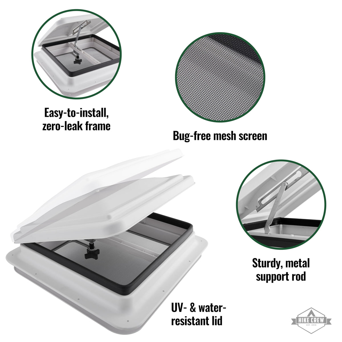 thumbnail interactive-video image 1 of RV Camper Roof Vent Screen Frame Replacement – 14x14 Inch, Square, With Telescopic Garnish 1 of 4