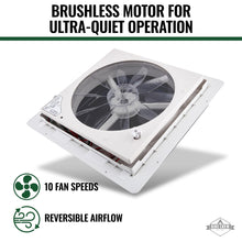 Load image into Gallery viewer, 16” RV Roof Vent Fan, 12V 10-Speed RV Fan with LED Light, Rain Sensor &amp; Remote
