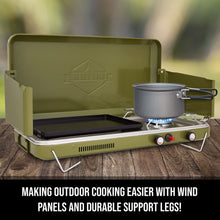 Load image into Gallery viewer, 2-in-1 Camping Portable Propane Stove with Grill and Integrated Igniter
