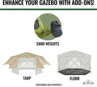 13’ x 13’ Screened Roof Pop Up Gazebo Tent, 6-Side Outdoor Camping Canopy Shelter