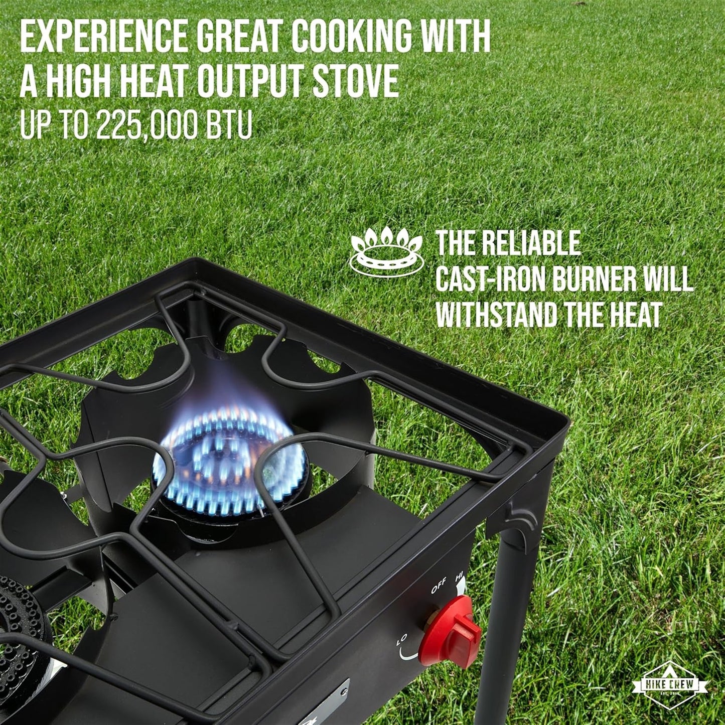 3-Burner 225,000 BTU Gas Camping Stove, Portable Stove W/Auto Ignition & More!