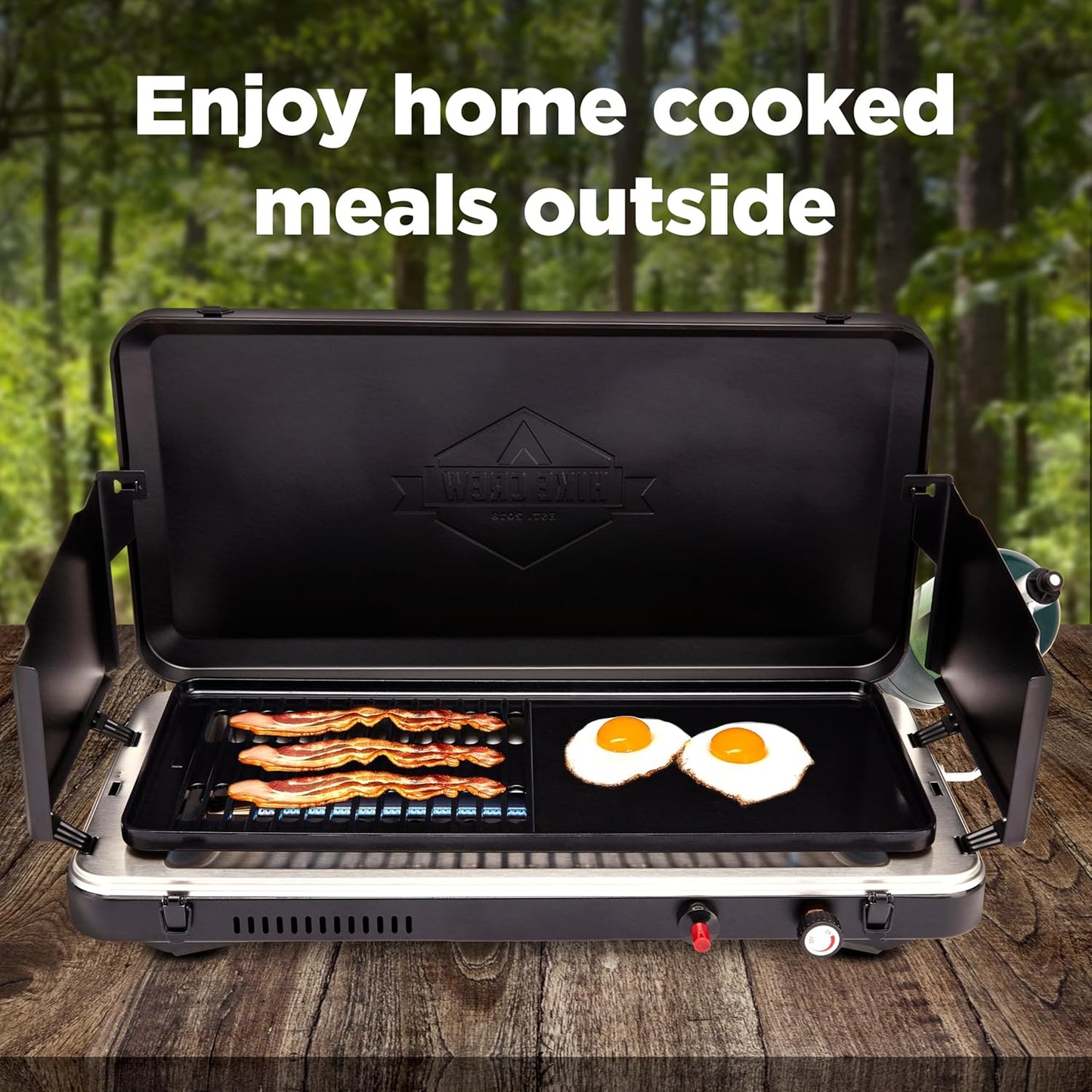 Hike Crew Gas Camping Grill – 13,000 BTU Portable Propane Stove for Camping, Hiking & Camp Kitchens