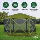 12’ x 12’ Pop Up Gazebo, 6-Sided Instant Outdoor Tent Canopy with Stakes, Ropes & More