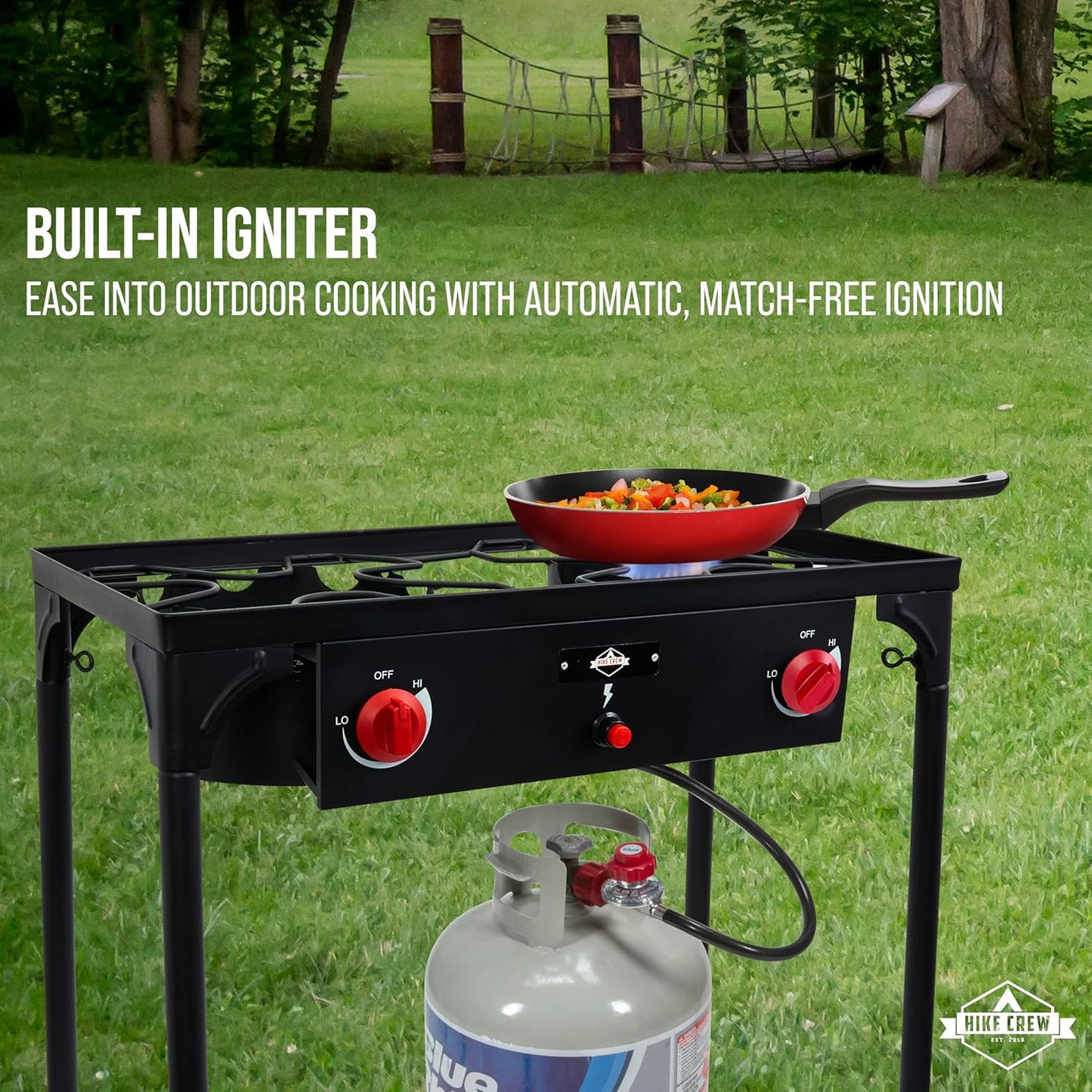 Double-Burner Outdoor Camping Stove 150,000 BTU Portable Stove w/Auto Ignition