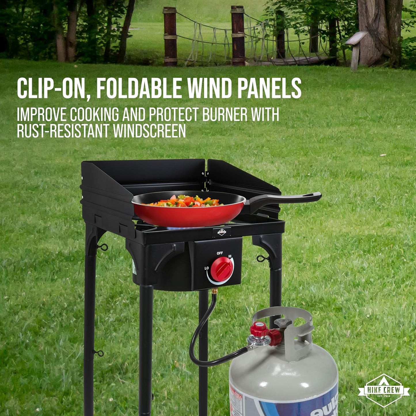 Cast Iron 1-Burner Outdoor Camping Stove 75,000 BTU Portable Stove w/Flame Control