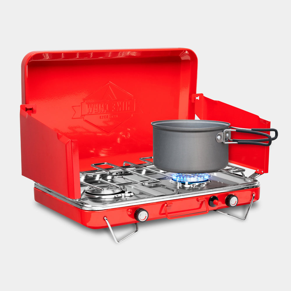 2 Burner Propane Stove, 20,000 BTU Portable Stove with Handle and Foldable Legs