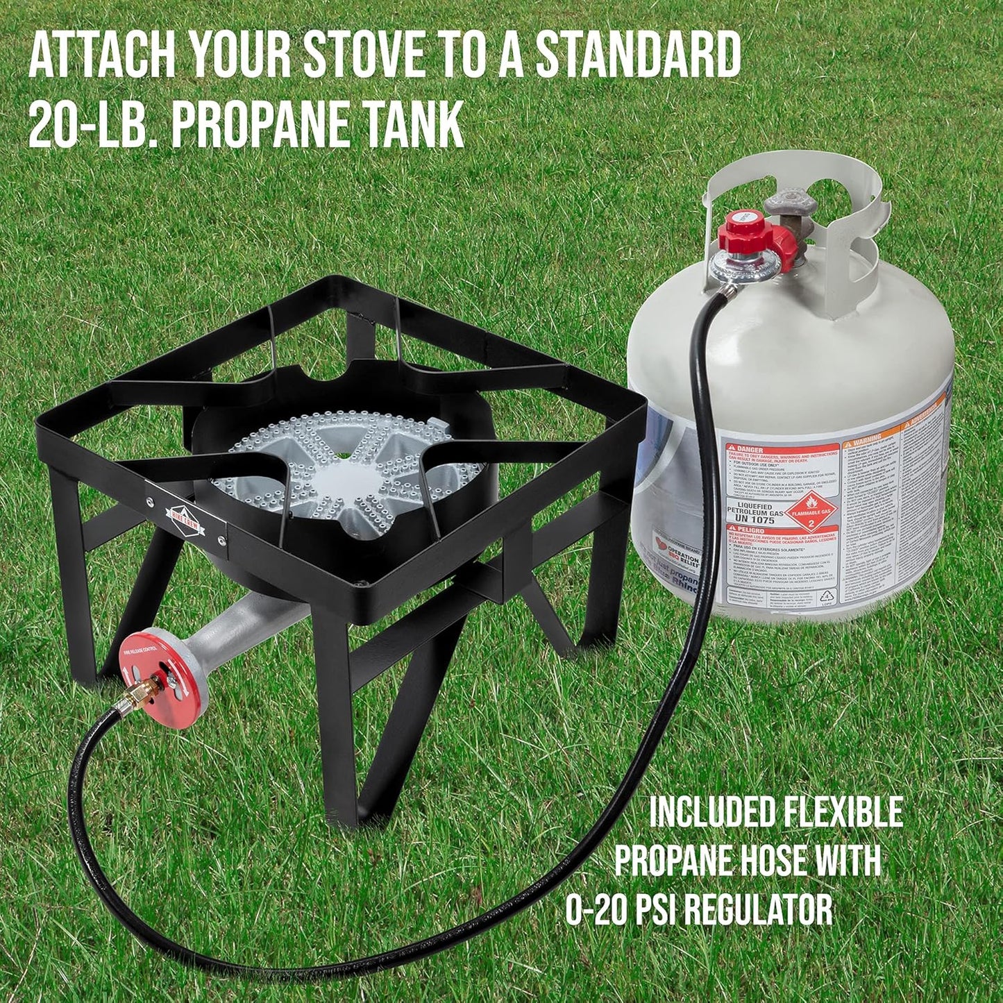 Cast Iron Portable Camping Stove, 220,000 BTU Single Burner Outdoor Camp Stove