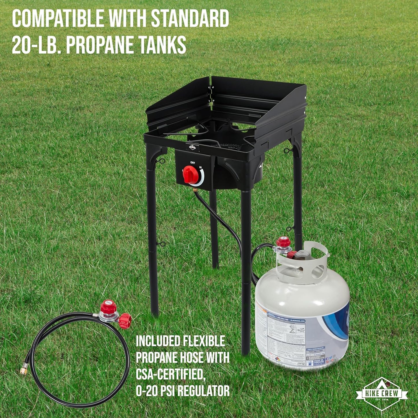 Cast Iron 1-Burner Outdoor Camping Stove 75,000 BTU Portable Stove w/Flame Control