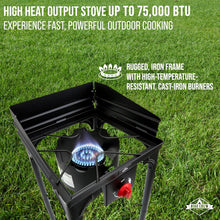 Load image into Gallery viewer, Cast Iron 1-Burner Outdoor Camping Stove 75,000 BTU Portable Stove w/Flame Control
