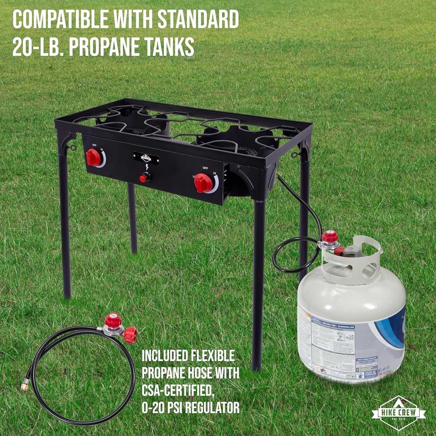 Double-Burner Outdoor Camping Stove 150,000 BTU Portable Stove w/Auto Ignition