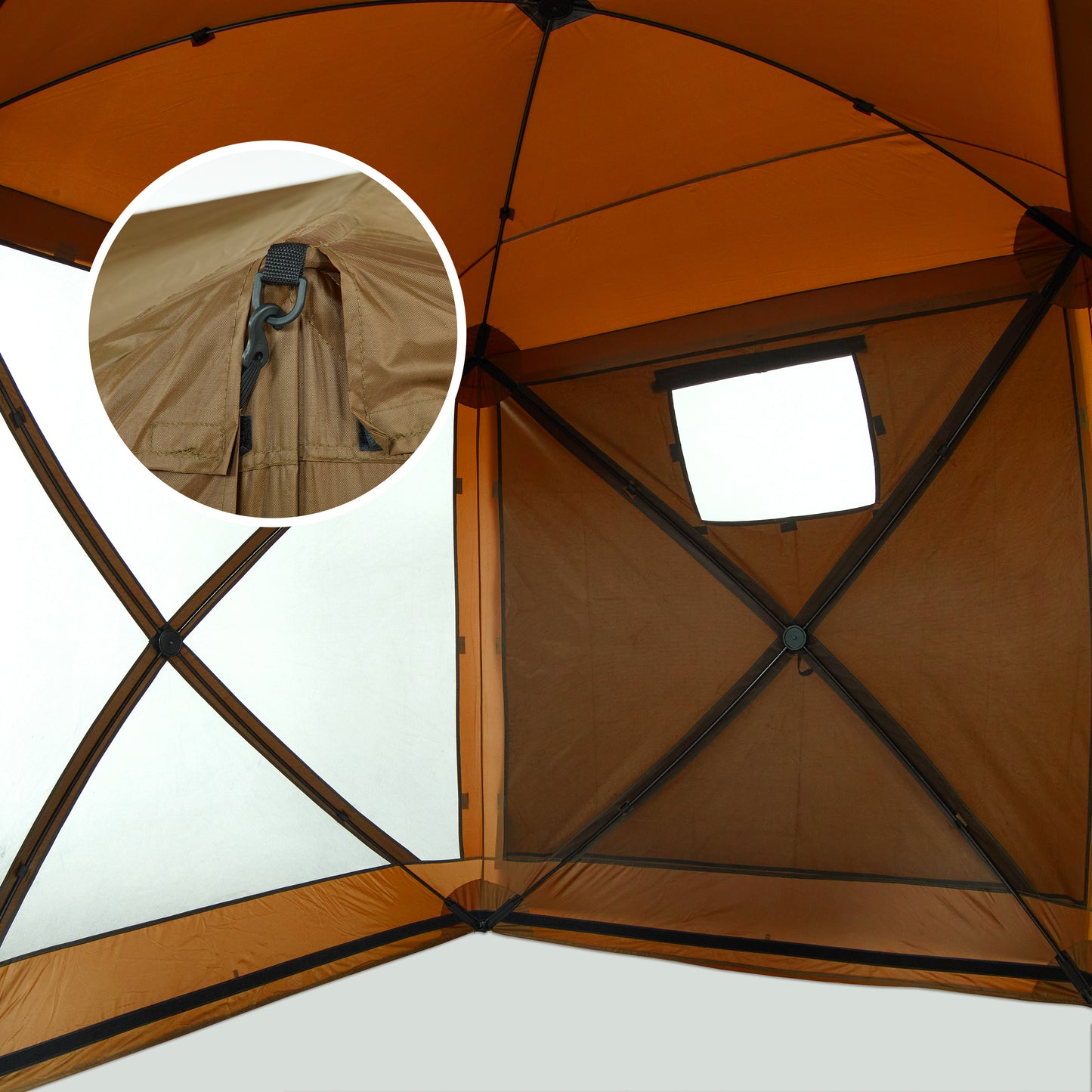 6 Ft Pop Up Gazebo Side Panel with Window for 4- and 6-Sided Tents - Brown