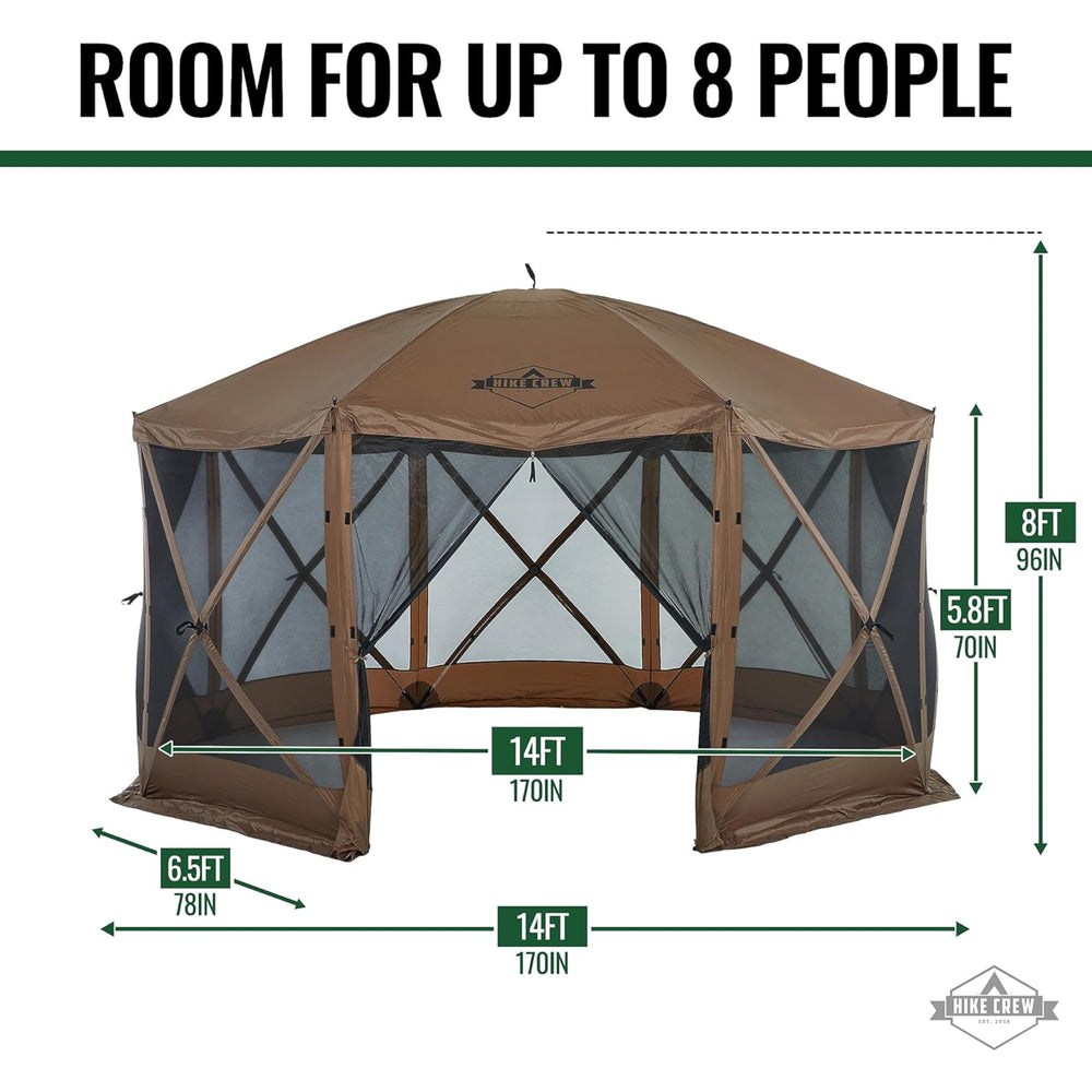 14.5’ x 14.5’ Pop Up Gazebo, 8-Sided Instant Outdoor Tent Canopy with Stakes, Ropes & More