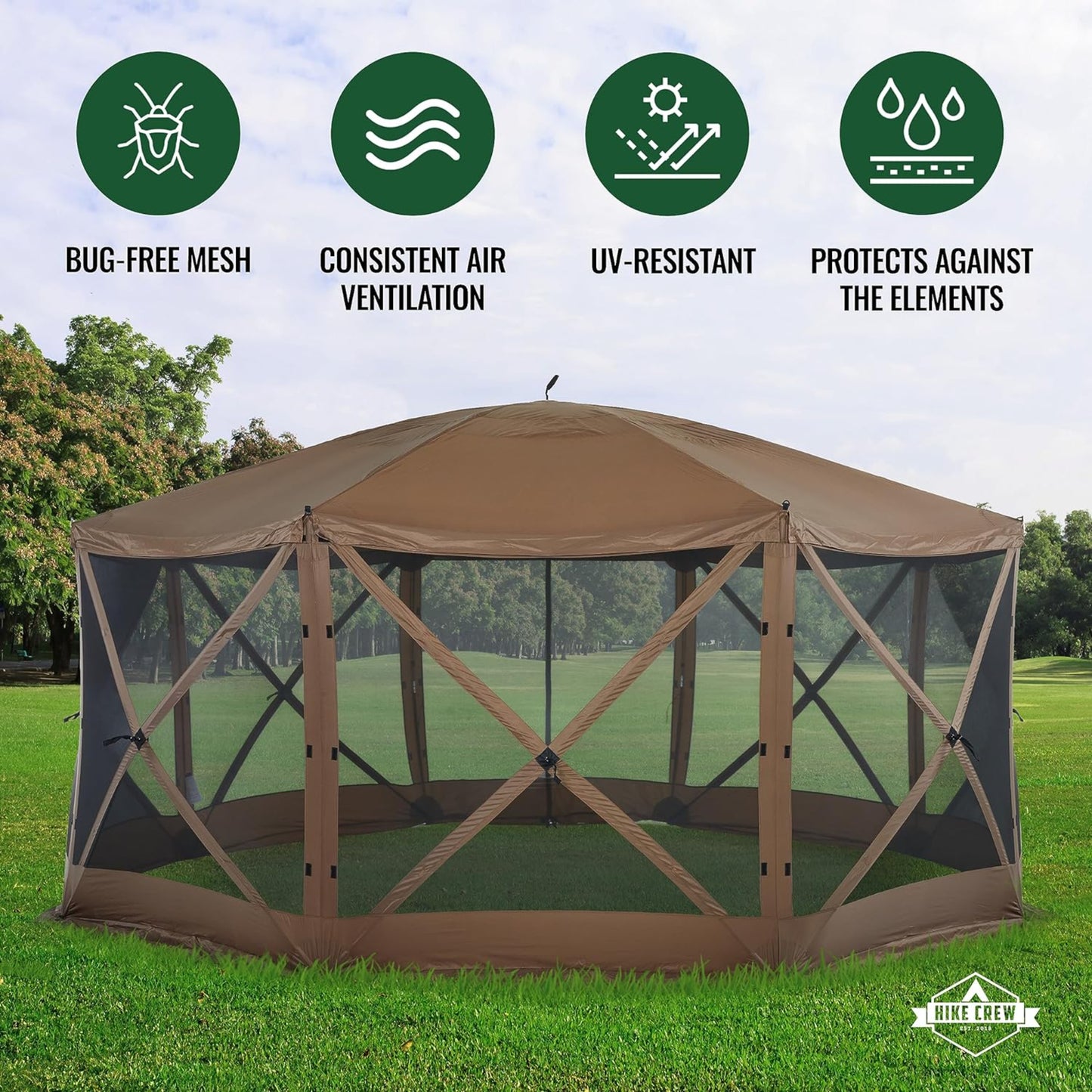 14.5’ x 14.5’ Pop Up Gazebo, 8-Sided Instant Outdoor Tent Canopy with Stakes, Ropes & More