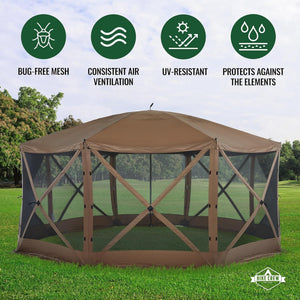 14.5 x 14.5 Pop Up Gazebo 8 Sided Instant Outdoor Tent Canopy with Hike Crew