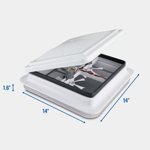 14" x 14" RV Roof Vent with Dual Fan, Camper and Trailer Sunroof Cover Replacement