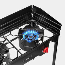 Load image into Gallery viewer, Cast Iron Portable Camping Stove, 150,000 BTU Double Burner Outdoor Camp Stove
