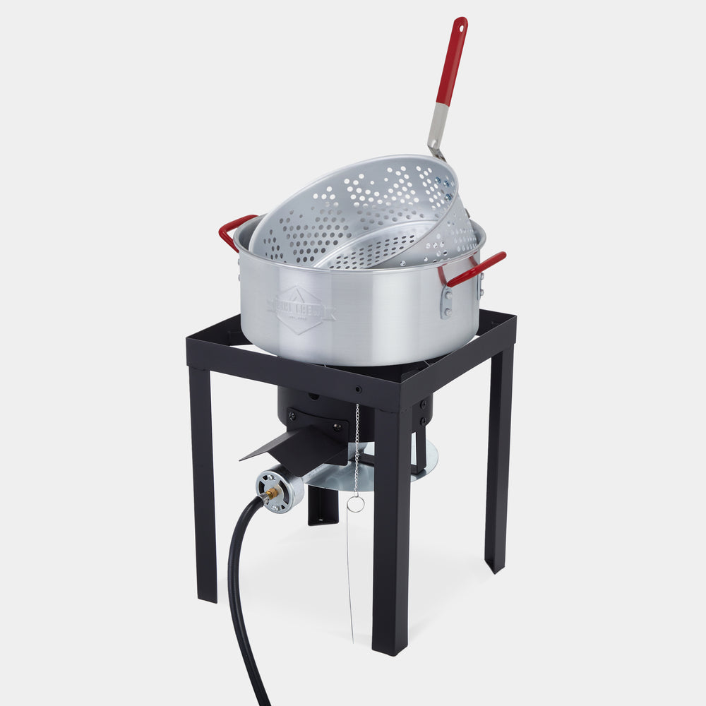 14-Piece Outdoor Turkey Fryer Kit W/30Qt Boiler Pot, 10Qt Turkey Fryer Pot, Stand and More